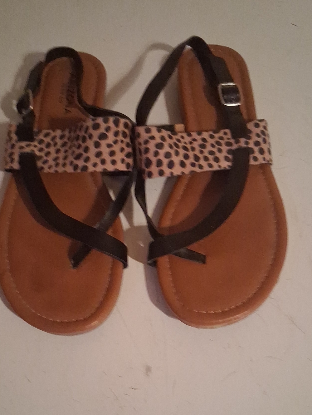 Arizona Jean Company Brown Tan Leopard-Print Strap Sandals